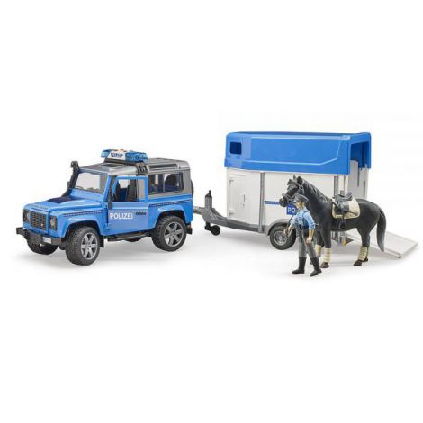 Bruder Masina Politie Land Rover cu Remorca si Cal - imagine 3