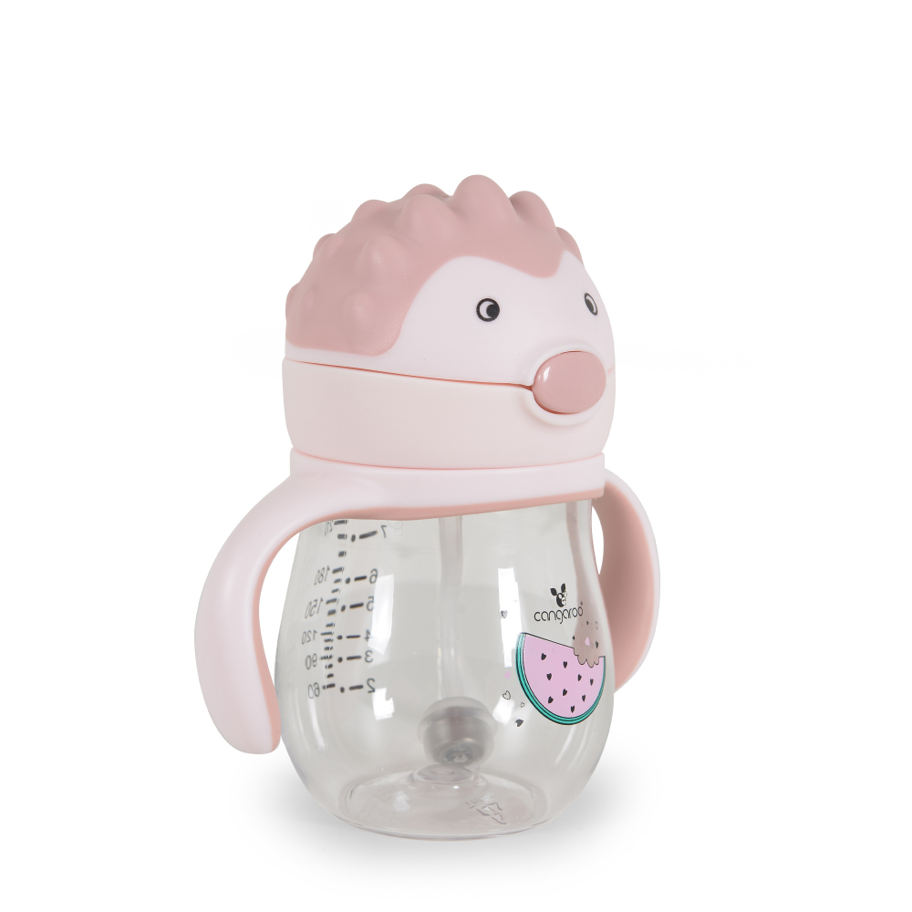 Cana Cangaroo 250ml cu Pai, Anti-Colici, Brillo Pink