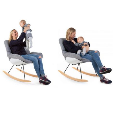 Scaun Balansoar Childhome Alb-Gri pentru Relaxare - imagine 5