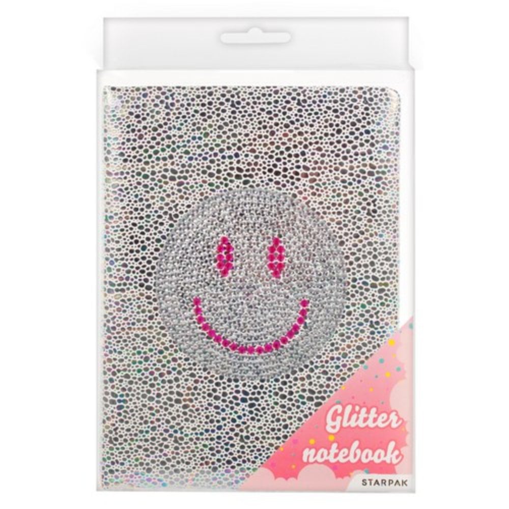 Caiet A5 Starpak cu diamante, Smiley Roz