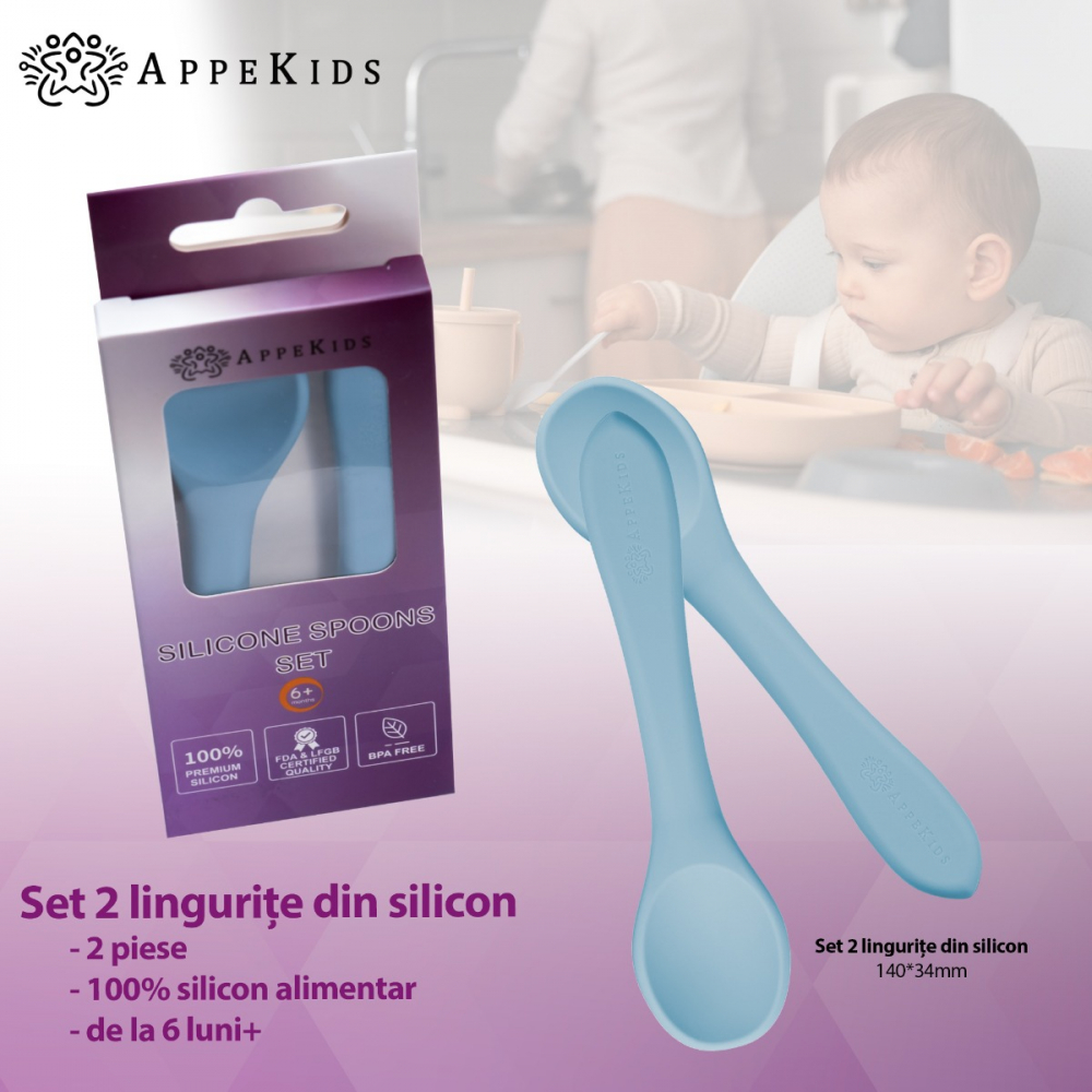 Set lingurițe silicon AppeKids Aqua Blue - imagine 2