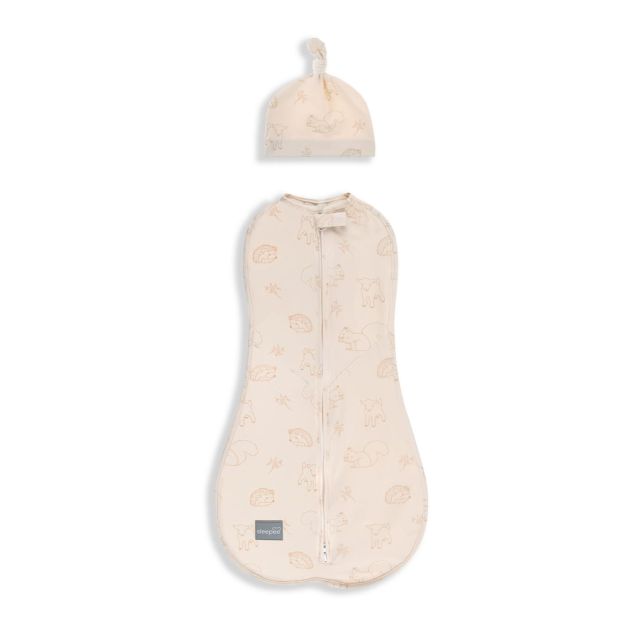 Sac Swaddle Nou Născut Nor Pufos + Căciulită Cream - imagine 5