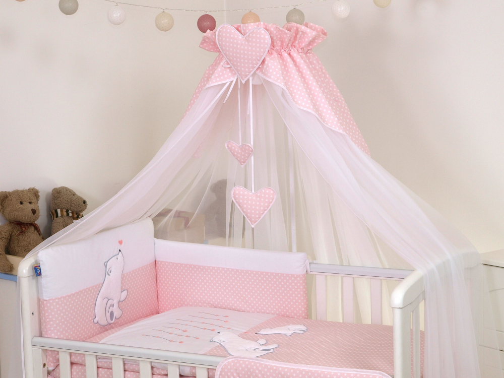 Baldachin Tul Patut Amy Bear Heart Pink, Protecție și Stil - imagine 3