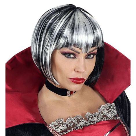 Peruca Bob Alb/Negru Widmann - Costum Perfect