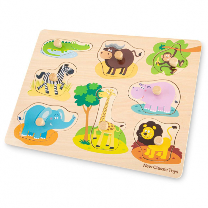 Puzzle Lemn Safari 9 Piese - New Classic Toys