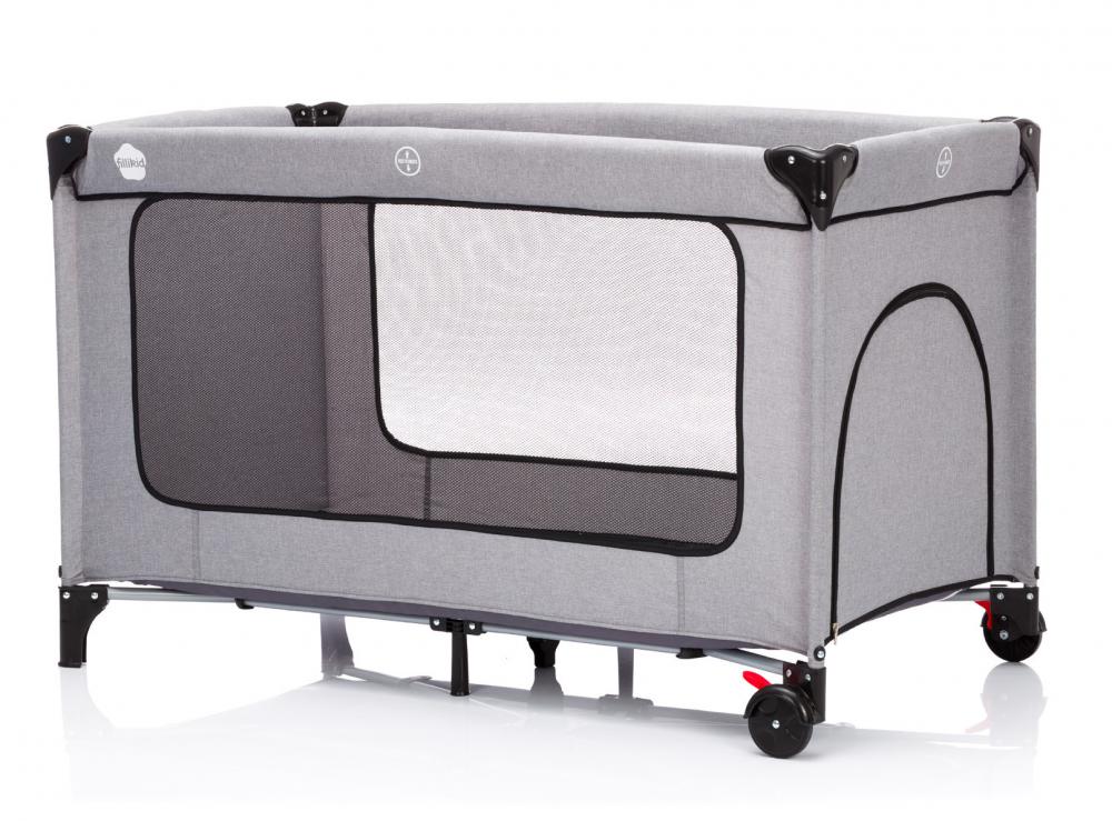 Patut pliabil Fillikid Standard Melange Grey cu roti - imagine 3