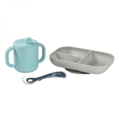 Set Masa Beaba Blue Silicon cu Ventuza