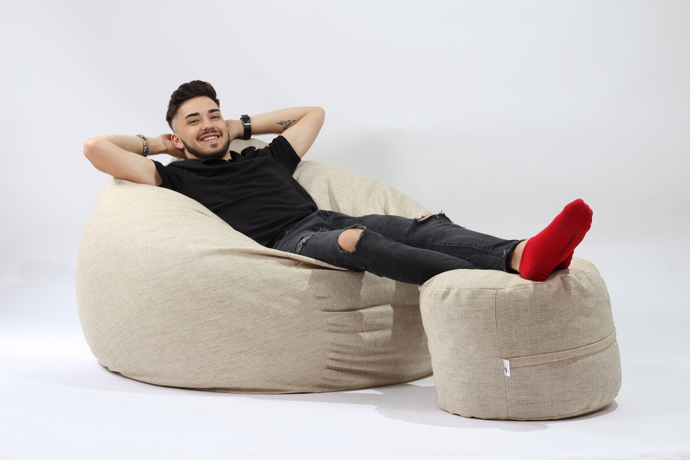 Fotoliu Pufrelax King Size, Memory Mix, Beige - imagine 2