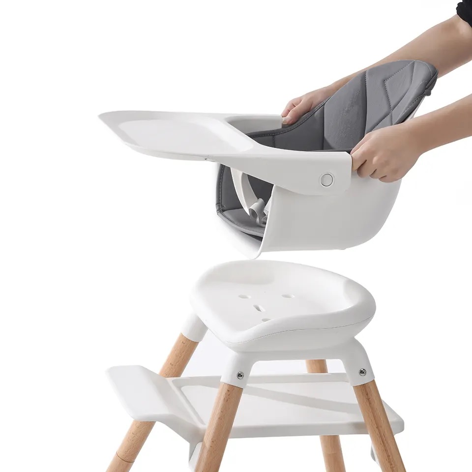 Scaun de masa Little Mom Wooden Gray 2in1 - imagine 9