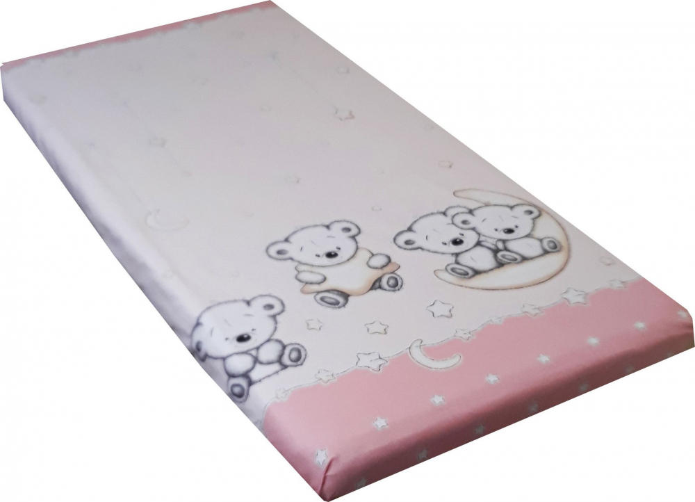 Cearceaf Elastic Bumbac Teddy Pink 120x60 Nichiduta
