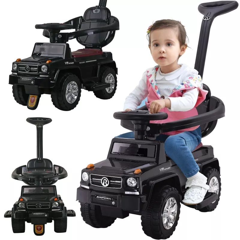 Masinuta Nicekids Black cu maner parental