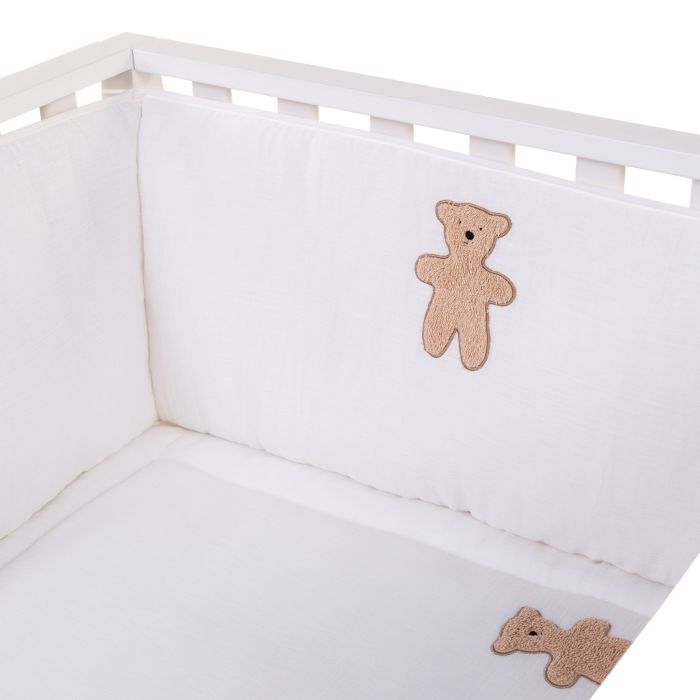 Protecție Patut Childhome JerseMuselina Teddy, 35x340 cm - imagine 2