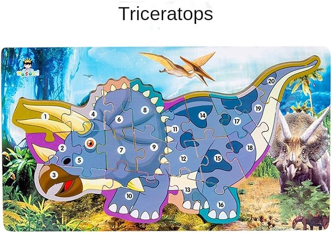 Puzzle Triceratops 3D Amacs, cu numere 1-20