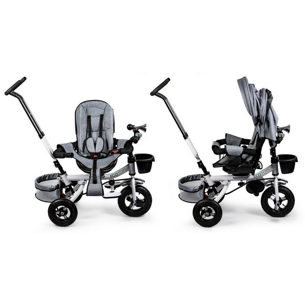 Tricicleta Ecotoys Gri cu Scaun Rotativ și Frână - imagine 5