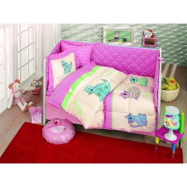 Set Dormitor Bebe Tac Kristal Sevimli Roz, Bumbac 100%