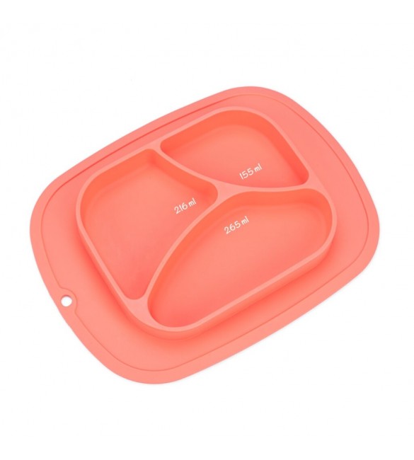 Farfurie Silicon Canpol Giligums Corai, Antiderapantă - imagine 3