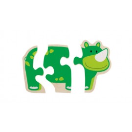 Puzzle Lemn Animale Vesele Beleduc 3 Piese - imagine 5