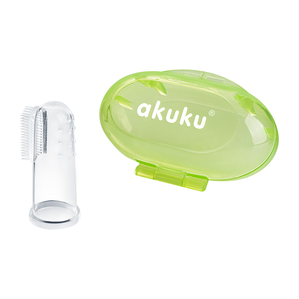 Periuta deget Akuku silicon verde, masaj gingii - imagine 3