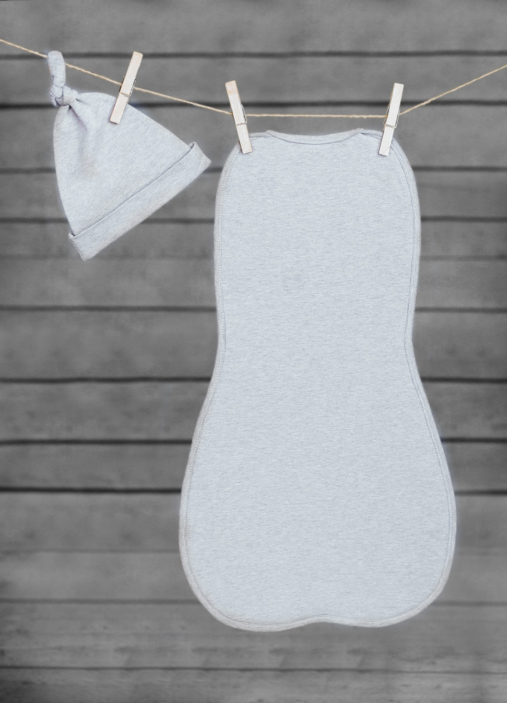 Swaddle Nor Pufos Gri + Căciulită | Bumbac Premium