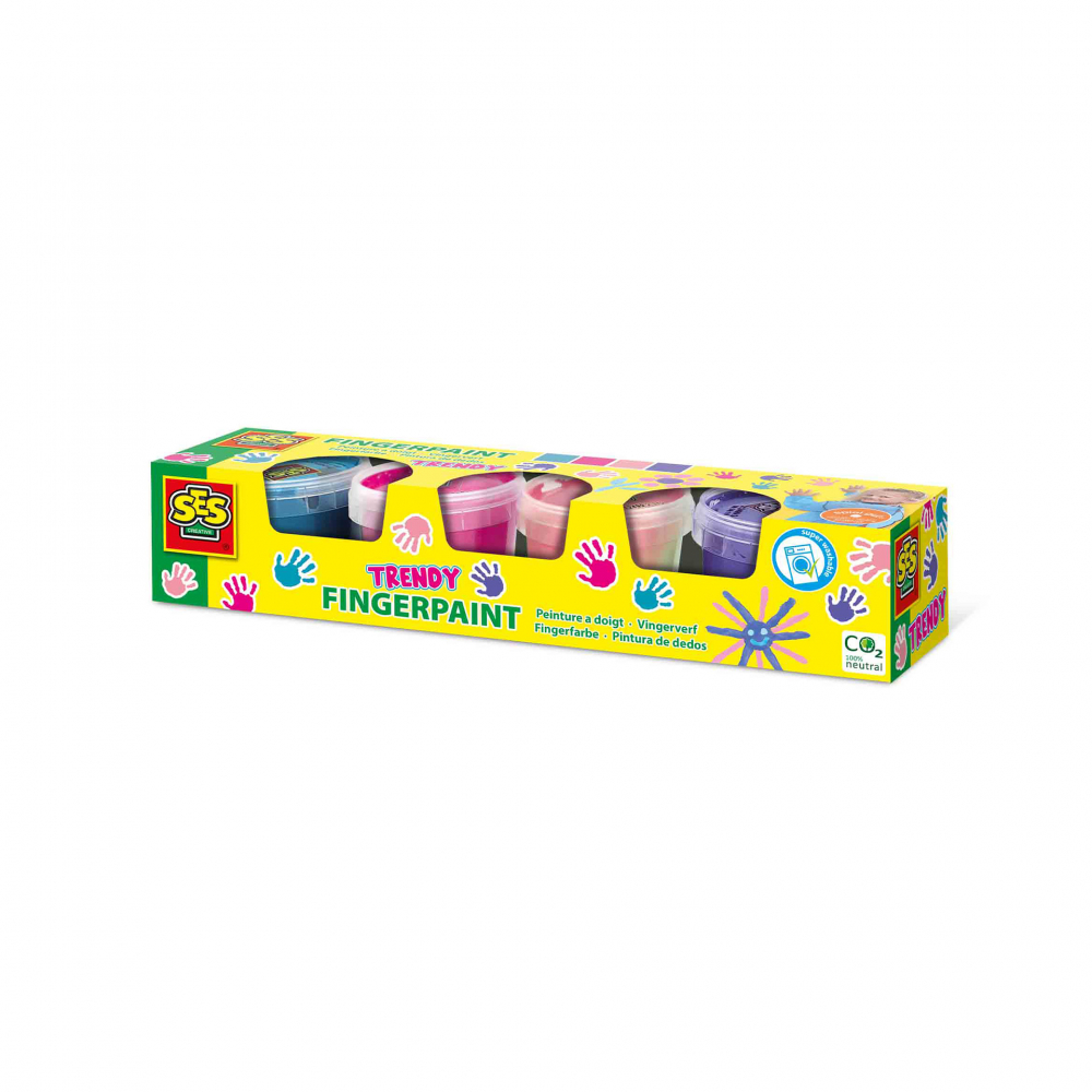 Set Acuarele cu Degetele Ses Creative, 4 Culori, Fără Gluten