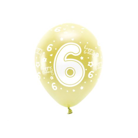 Baloane Latex Cifra 6 Aurii | Party Deco