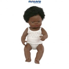 Păpușă Fetiță Africană 38 cm - Miniland - imagine 2