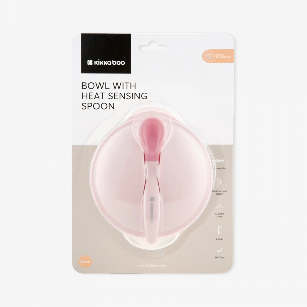 KikkaBoo Bol Pink cu Ventuză și Lingură Senzor - imagine 3