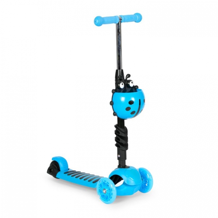 Trotineta 5 în 1 Ecotoys cu LED și Mâner, Albastru - imagine 6
