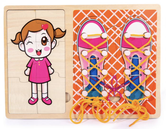Jucarie Montessori Krista Puzzle Roz Invatare