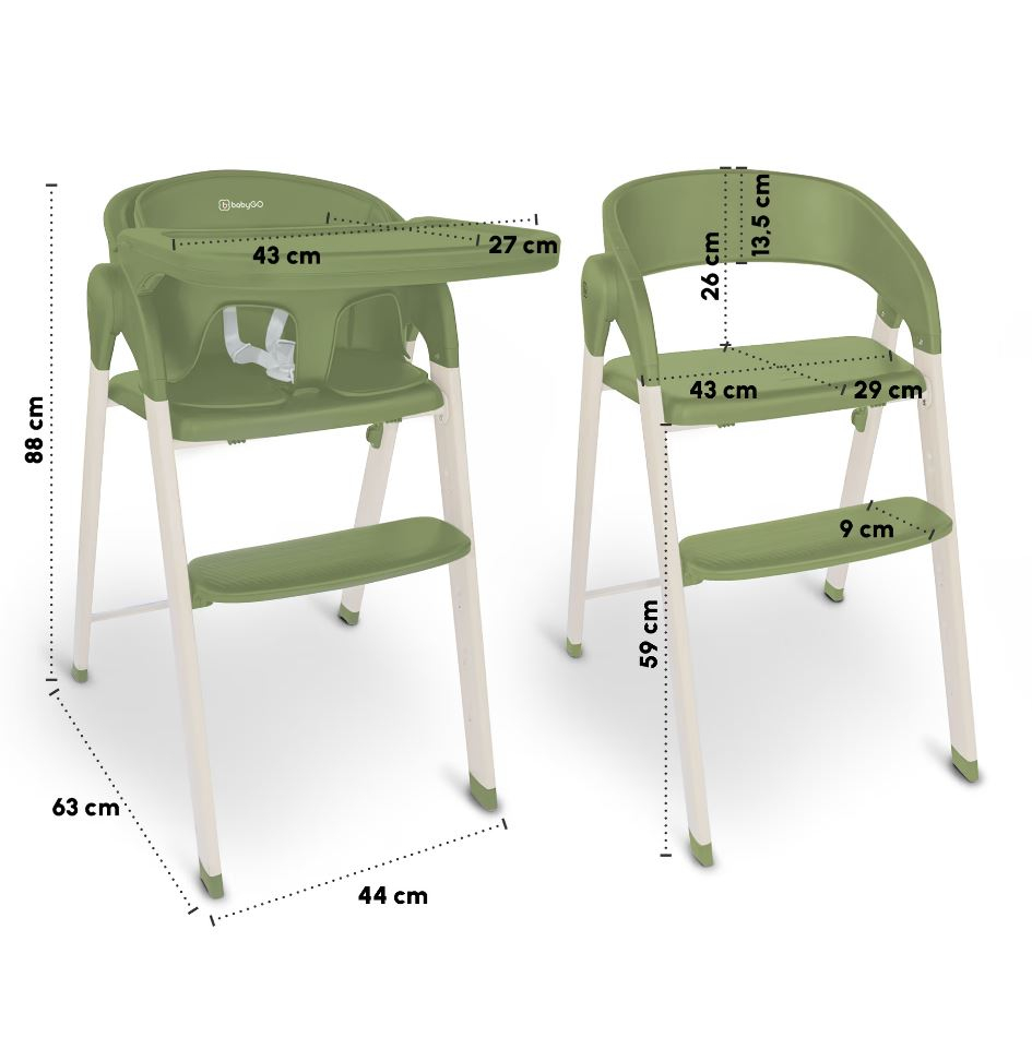 Scaun de masă 3 în 1 BabyGo Khaki Transformabil - imagine 6