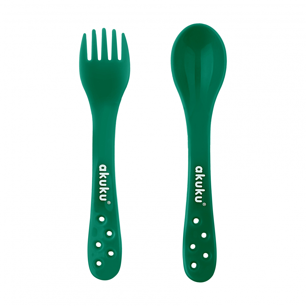 Set 2 Tacămuri Akuku Verde pentru Copii - imagine 2
