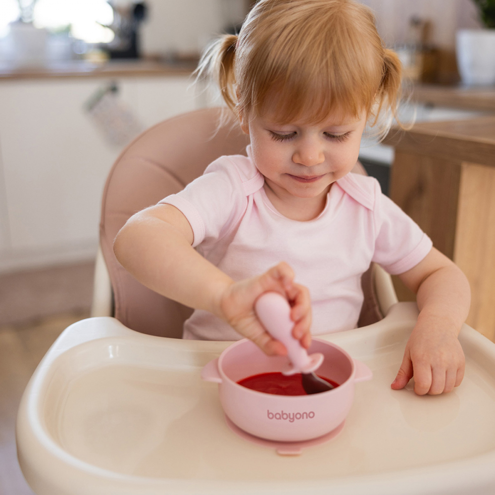Bol Babyono Roz cu Ventuza - Alimentare Ușoară - imagine 3