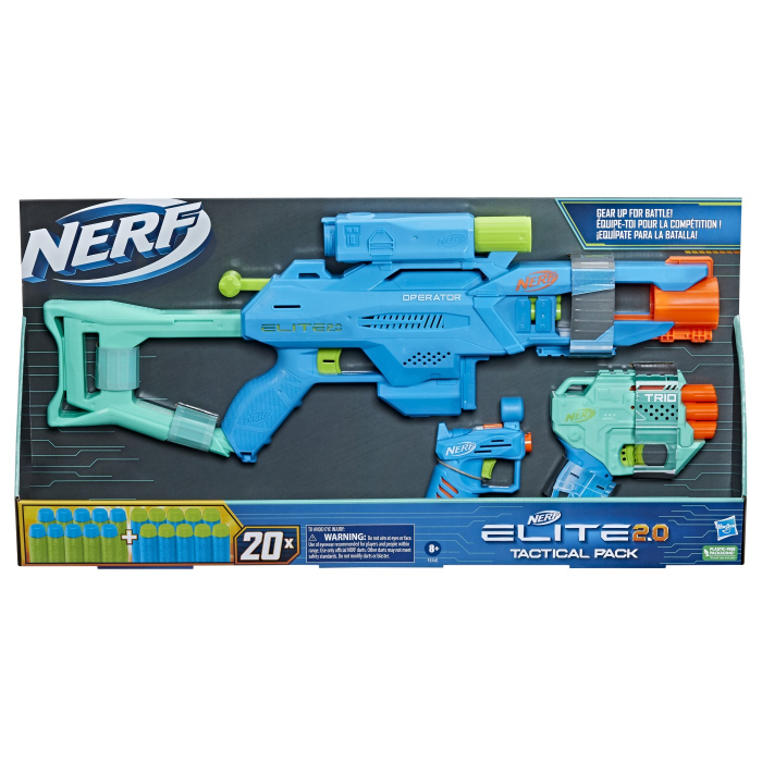Nerf Elite 2.0 Tactical Pack: 3 Blastere, 20 Proiectile