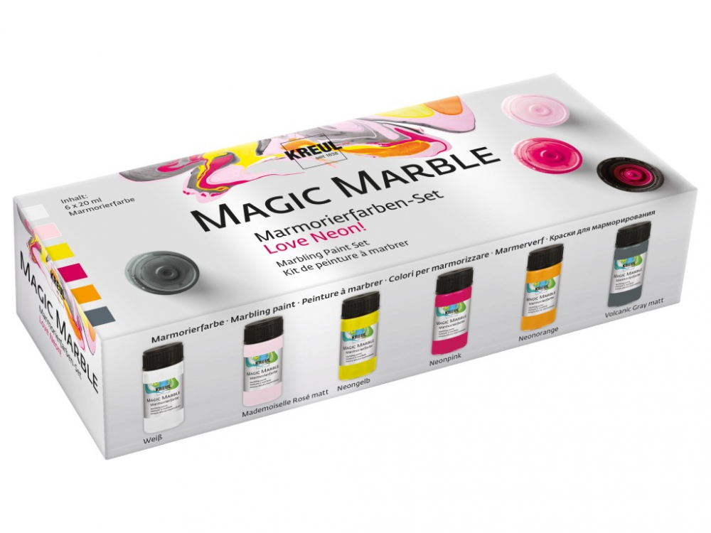 Set Magic Marble Kreul, 6 Culori Neon, 20 ml