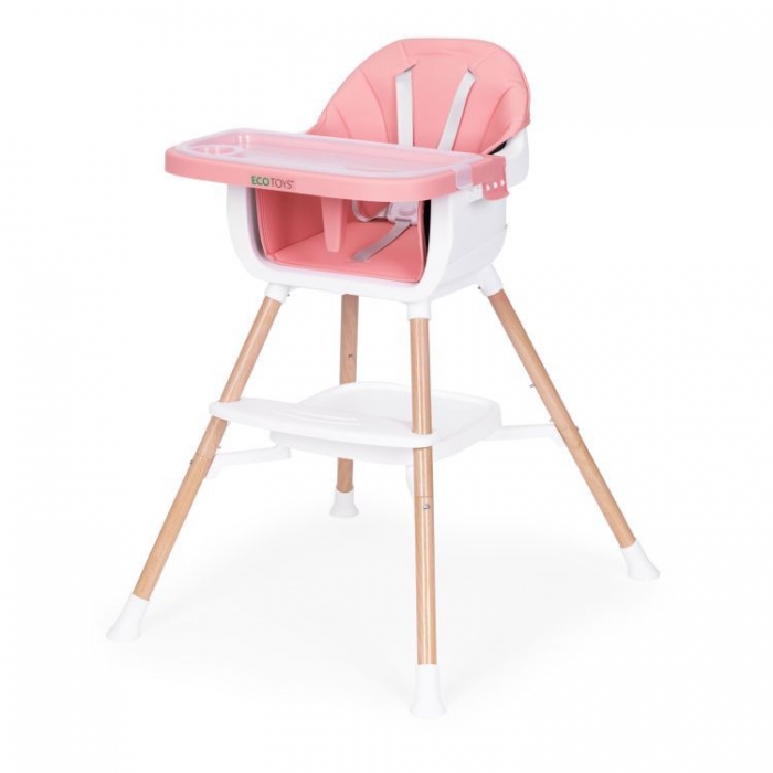 Scaun masa 2-în-1 Ecotoys Roz - Multifuncțional - imagine 3