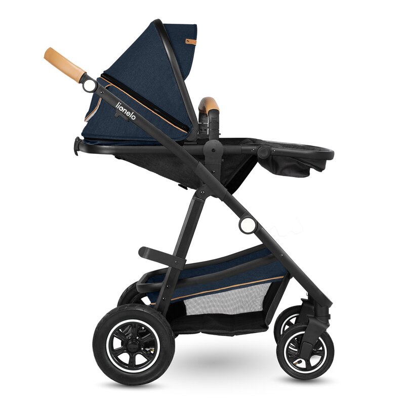 Carucior Lionelo Amber 2in1 Albastru, Cadru Aluminiu, Landou - imagine 2