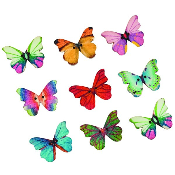 Set 10 fluturi din lemn Colorart 3cm