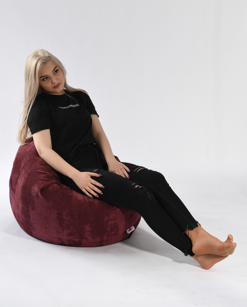 Fotoliu Pufrelax Velvet Marsala, Husă Detașabilă