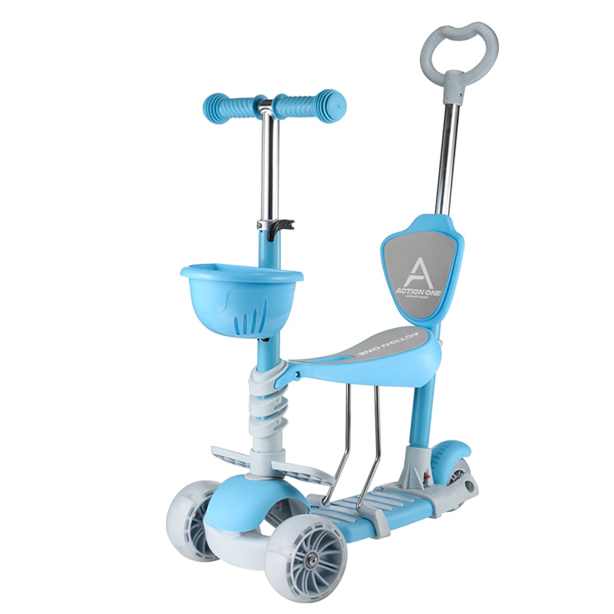 Trotineta 5 in 1 Action One, Roti Luminoase, Albastru