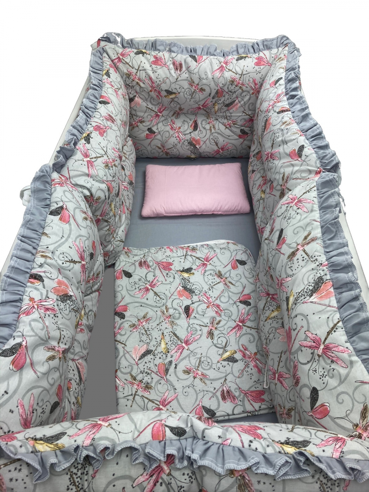 Set Lenjerie Patut Deseda cu 6 Aparatori, Gri