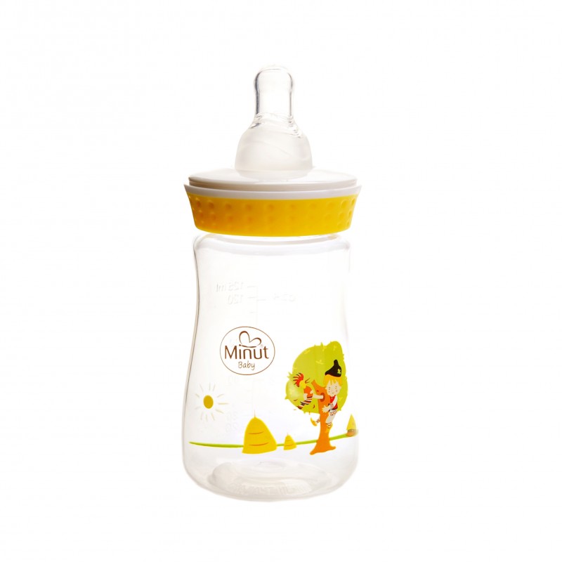 Biberon Pupaza din tei 125 ml Minut Baby, 0+, Silicon