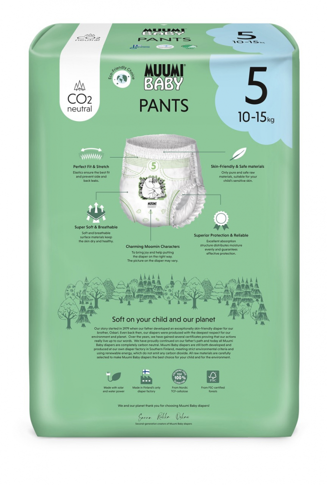 Scutece Muumi Baby Eco, 38 Buc | Piele Sensibilă