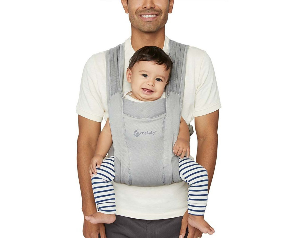 Marsupiu Ergobaby Embrace Soft Grey, Mesh - imagine 4
