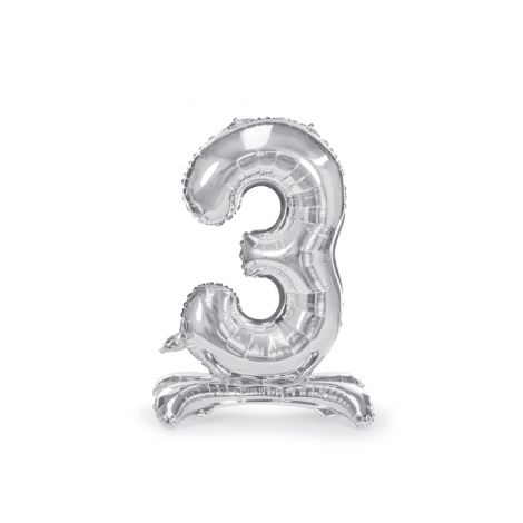 Balon Argintiu 3 cu Stativ Party Deco
