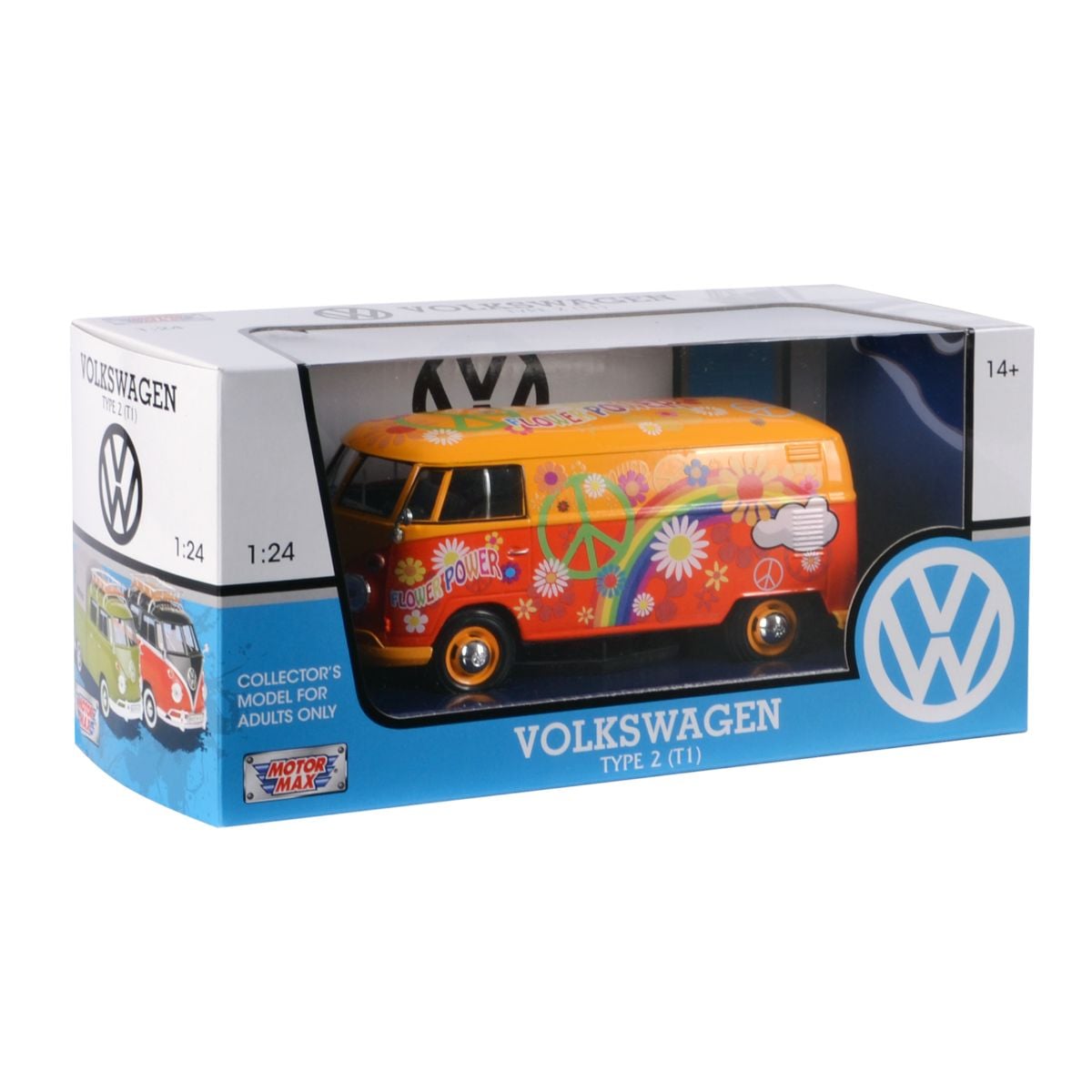 Volkswagen T1 Flower Power Portocaliu 1:24 Motormax