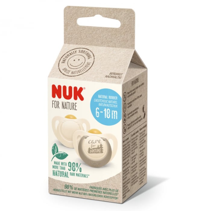 Suzetă Nuk for Nature Latex M2, 2 Bucăți, 6-18 Luni
