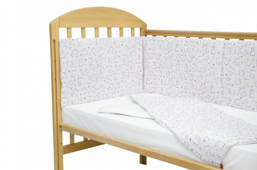 Set protecții patut Baby Bear roz 60x120 KidsDecor - imagine 3