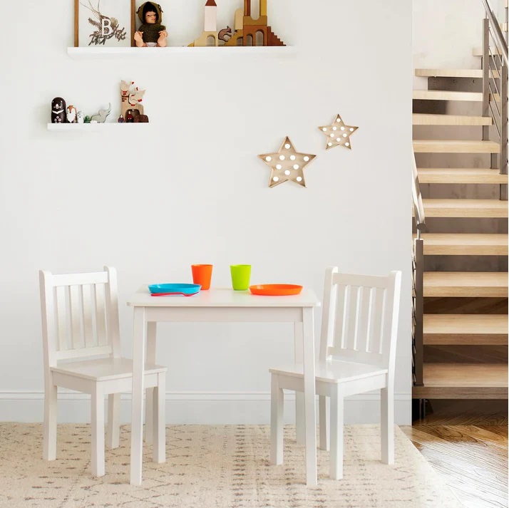 Set masă și 2 scaune Ginger Home White, lemn - imagine 4