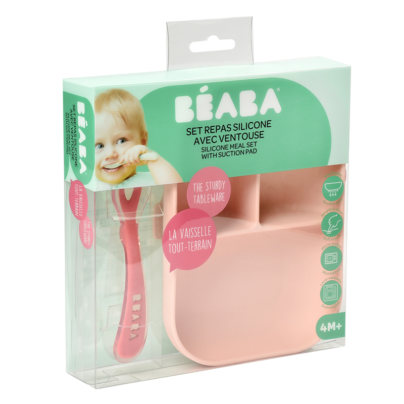 Set Masa Beaba Silicon 2 Piese Roz