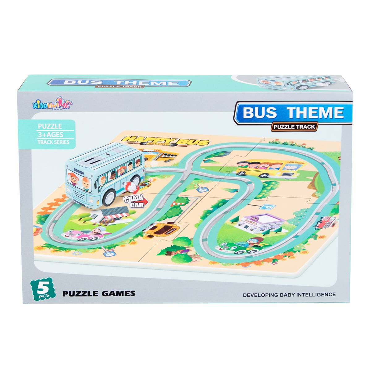 Joc și Puzzle 2 in 1 Autobuz Școlar Sunman